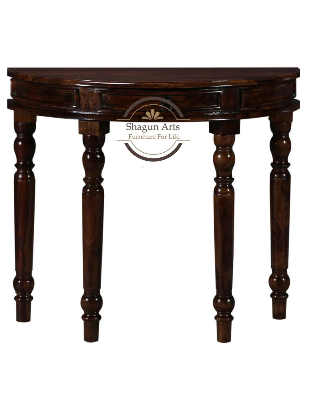 Wooden Half Round Console Table for Living Room