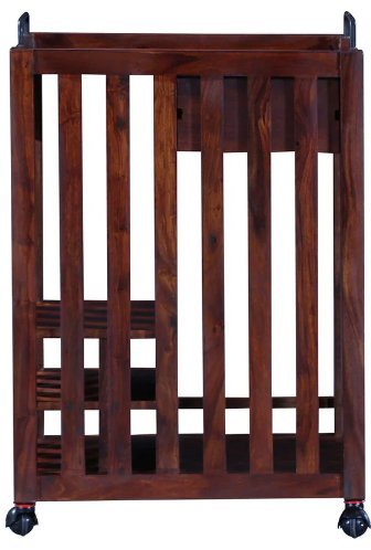 Ester Bar Pure Sheesham Wood Bar Trolley in Honey Look Finishing