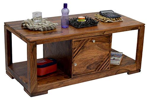 Roman Coffee Table with Storage (Lacquer Finish, Natural Teak)
