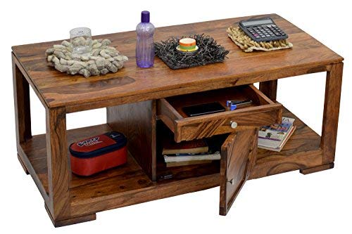 Roman Coffee Table with Storage (Lacquer Finish, Natural Teak)