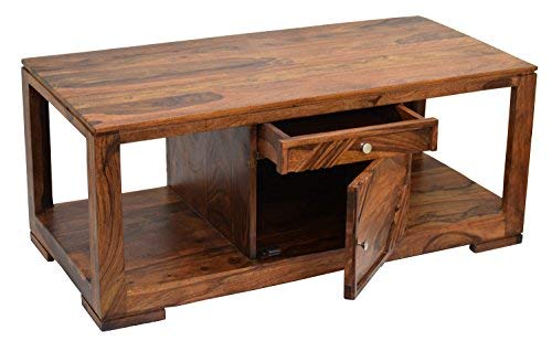 Roman Coffee Table with Storage (Lacquer Finish, Natural Teak)