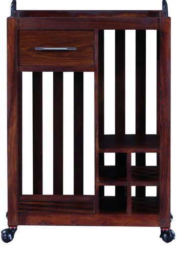 Ester Bar Pure Sheesham Wood Bar Trolley in Honey Look Finishing