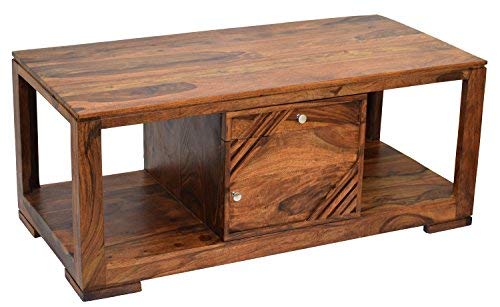 Roman Coffee Table with Storage (Lacquer Finish, Natural Teak)