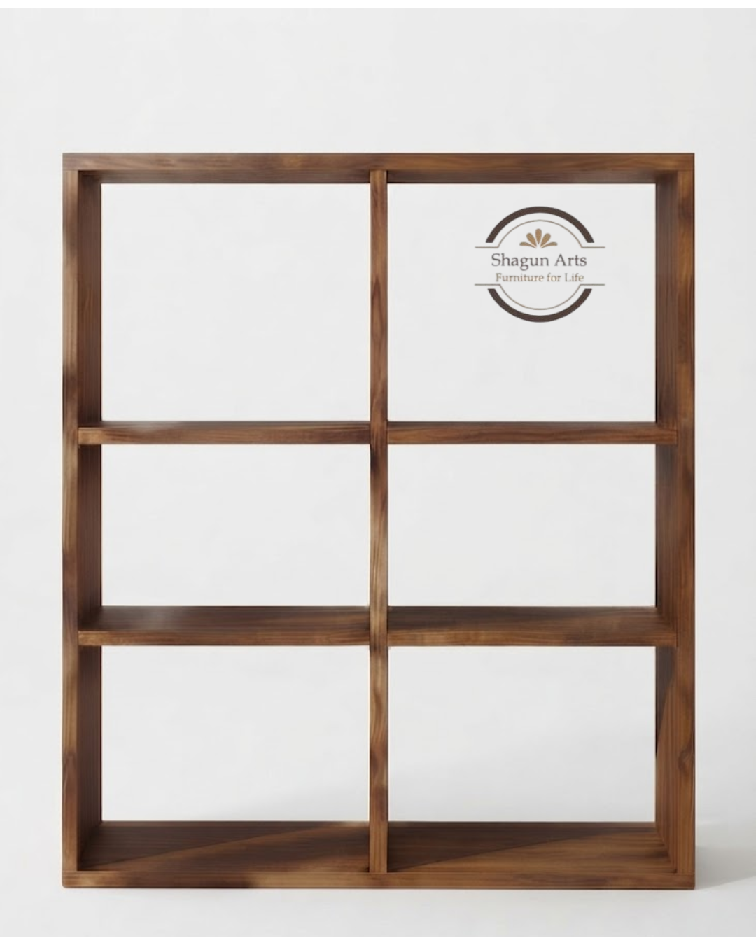 Hayao 6 Cube Solid Sheesham Book Shelf In Natural Brown Finish