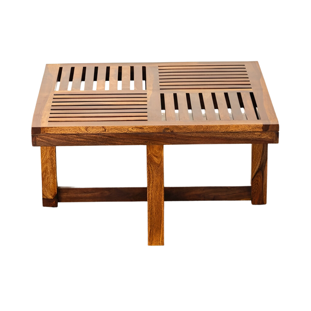 Rowan Solid Sheesham Wood Centre Coffee Table With 4 Stools