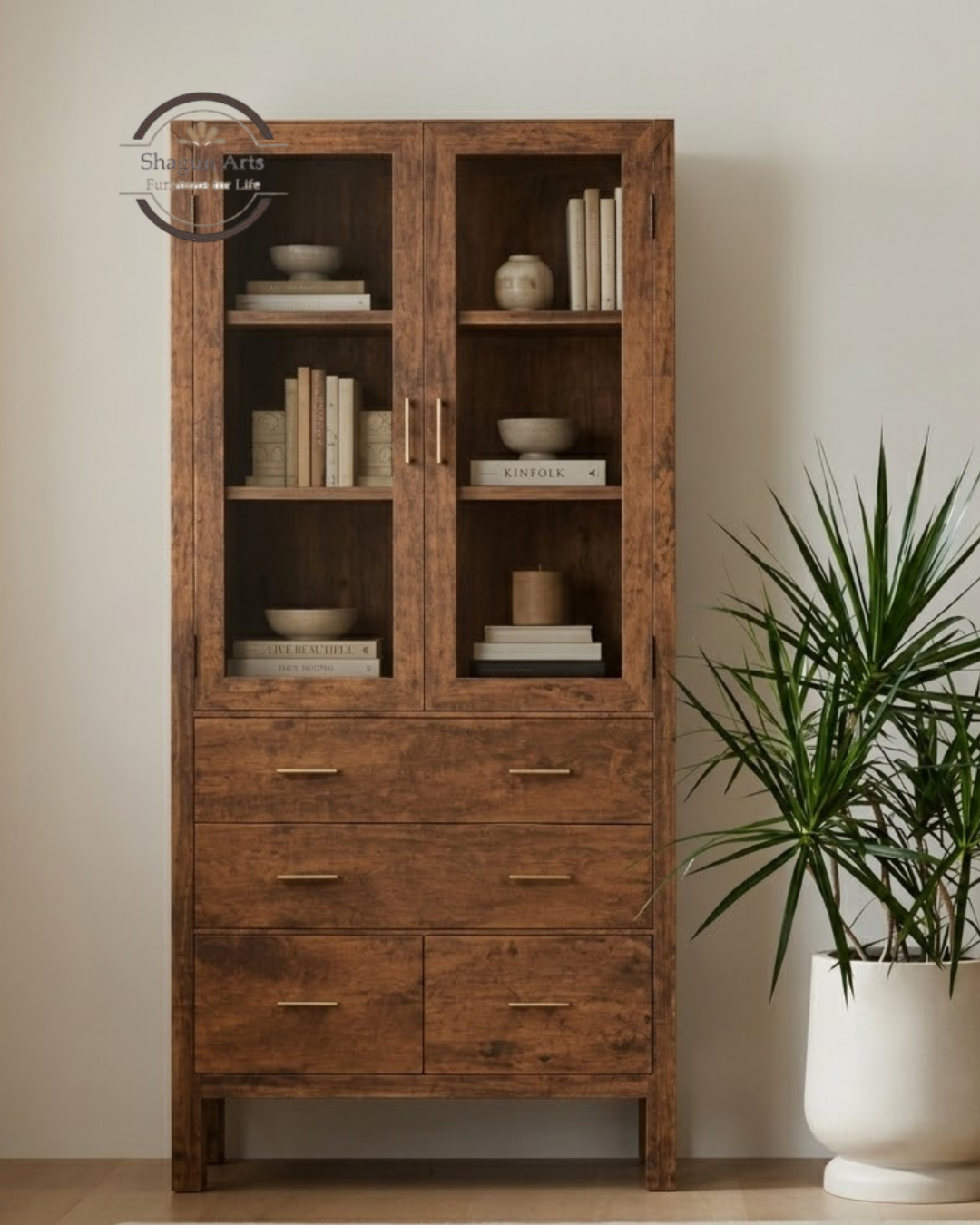 Emerson Solid Sheesham Wood Book Shelf In Provencial Teak Finish