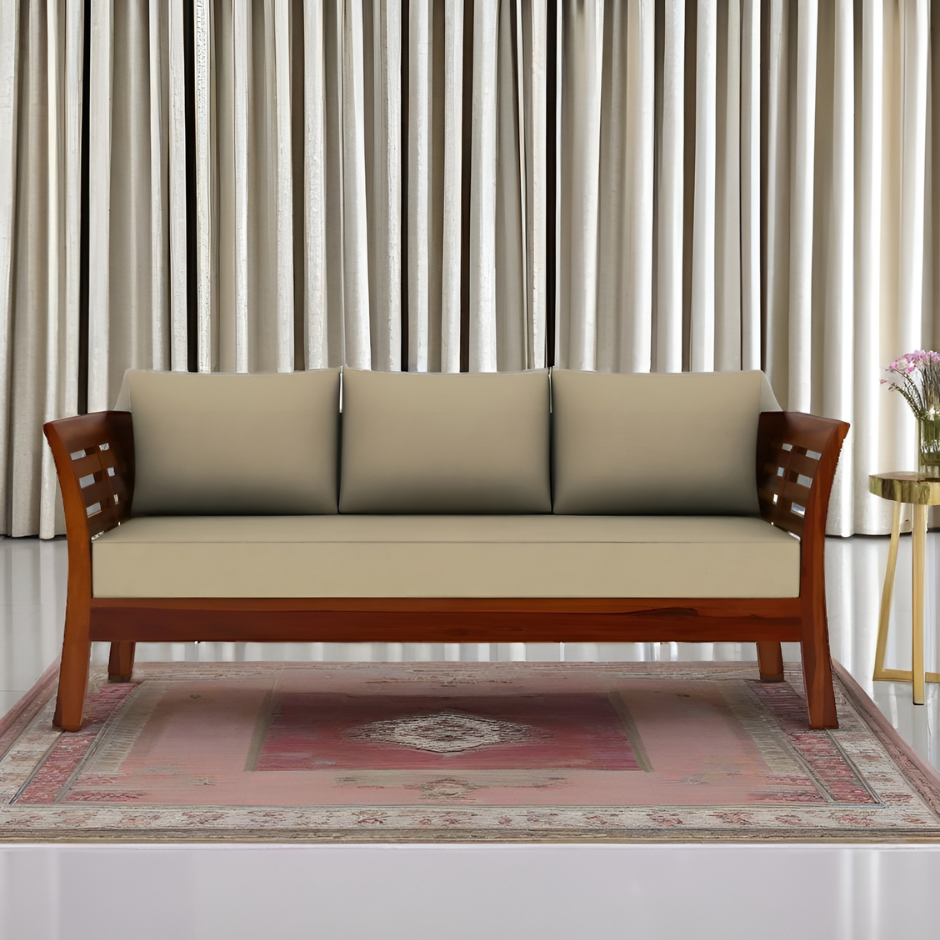 Nova Solid Sheesham Wood 3 Seater Sofa