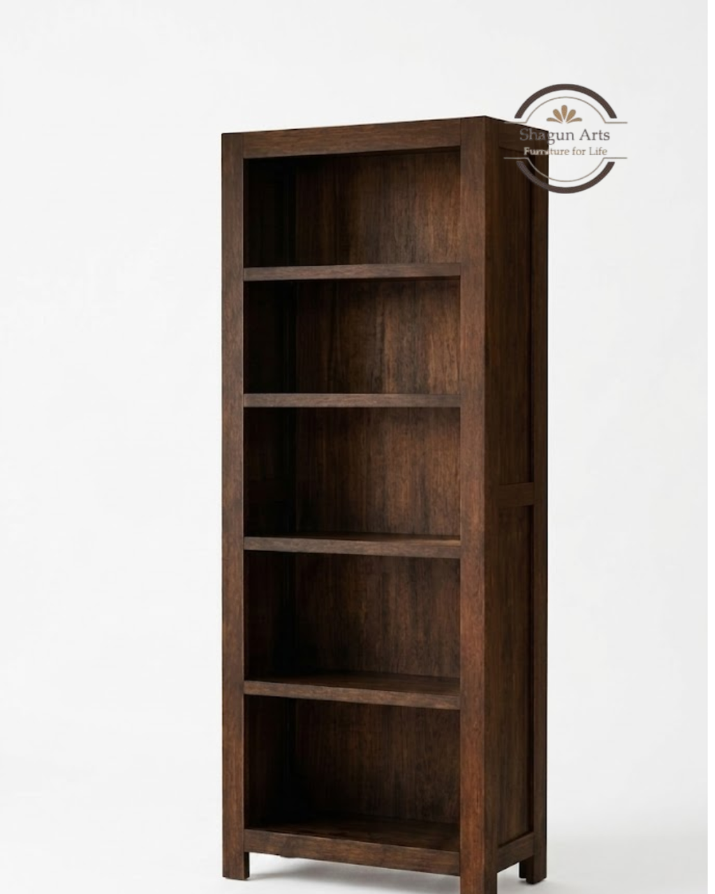 Emerson Solid Sheesham Wood 5-Tier Open Book Shelf In Honey Oak Finish