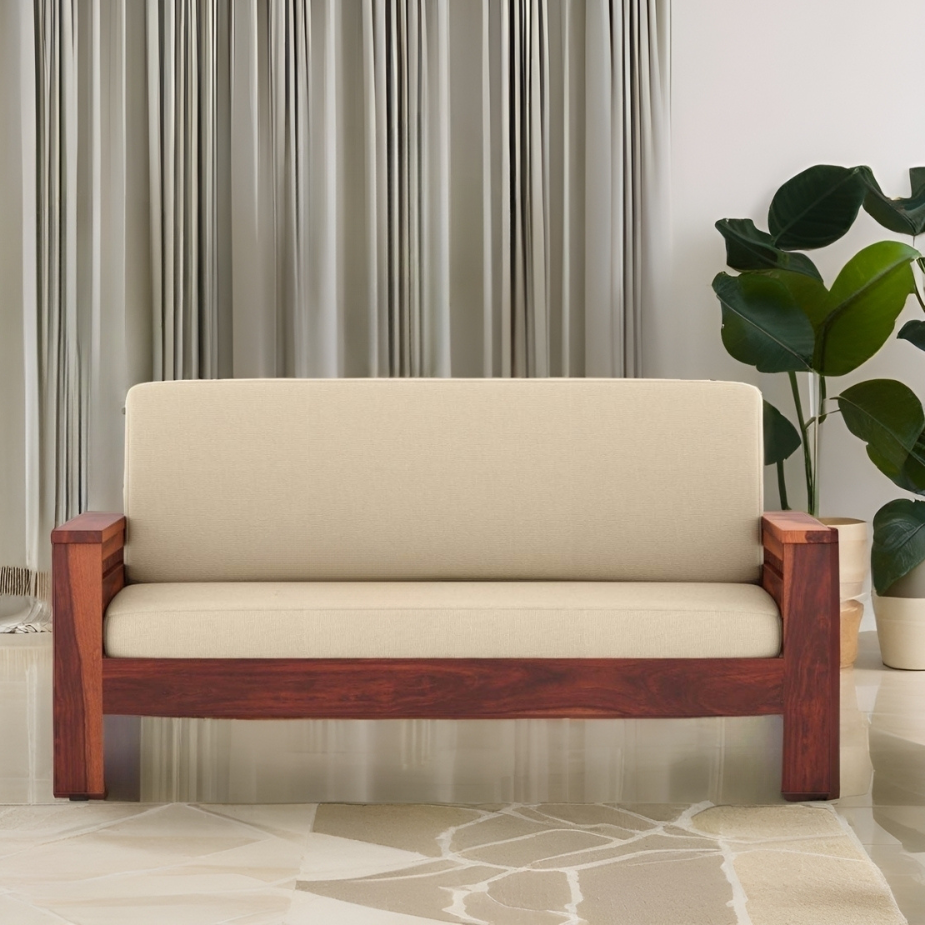 Damaris Solid Sheesham Wood 3 Seater Sofa