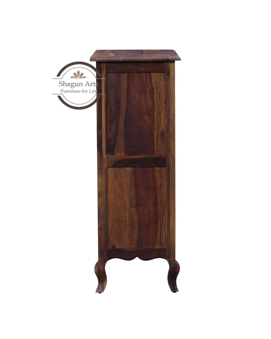 Osias Solid Sheesham Wood Bookshelf with Curved Legs In Provencial Teak Finish