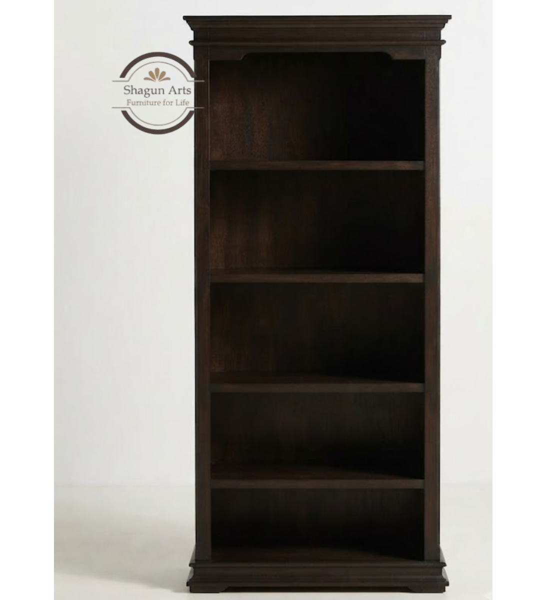 Coleman Solid Sheesham Wood Bookshelf with 4 Open Shelves and 2 Bottom Drawers In Honey Oak Finish