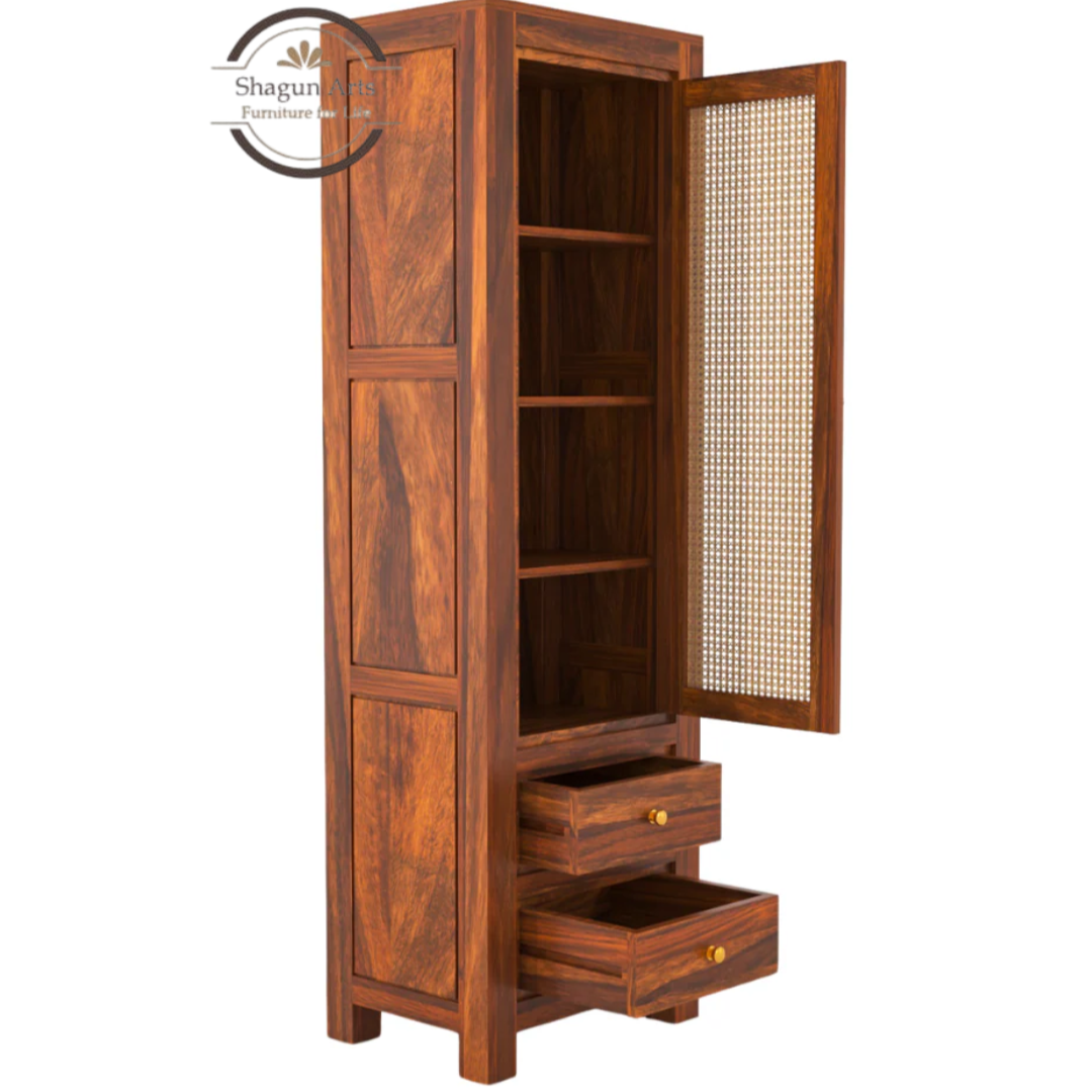 Liora22Solid Wood Cane Door Storage Cabinet