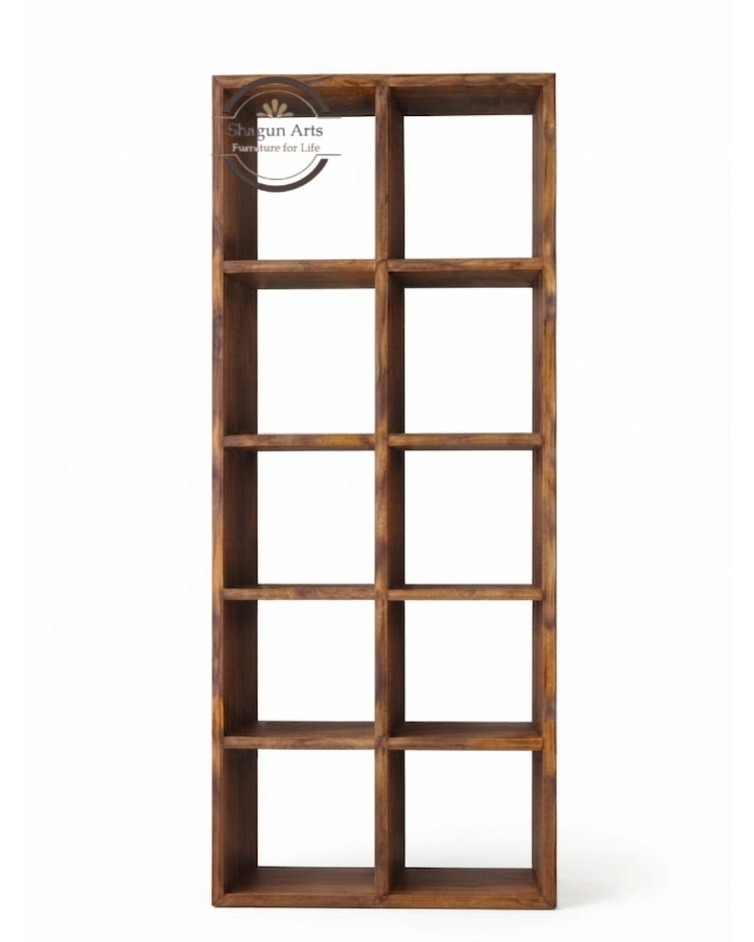 Hayao 8 Sheesham Bookshelf Cube Book Shelf In Natural Brown