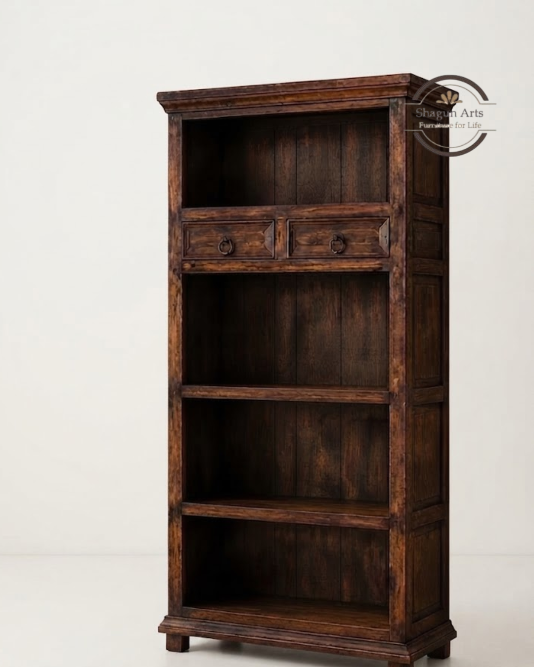 Anne Solid Sheesham Bookshelf with Drawer In Honey Oak Finish