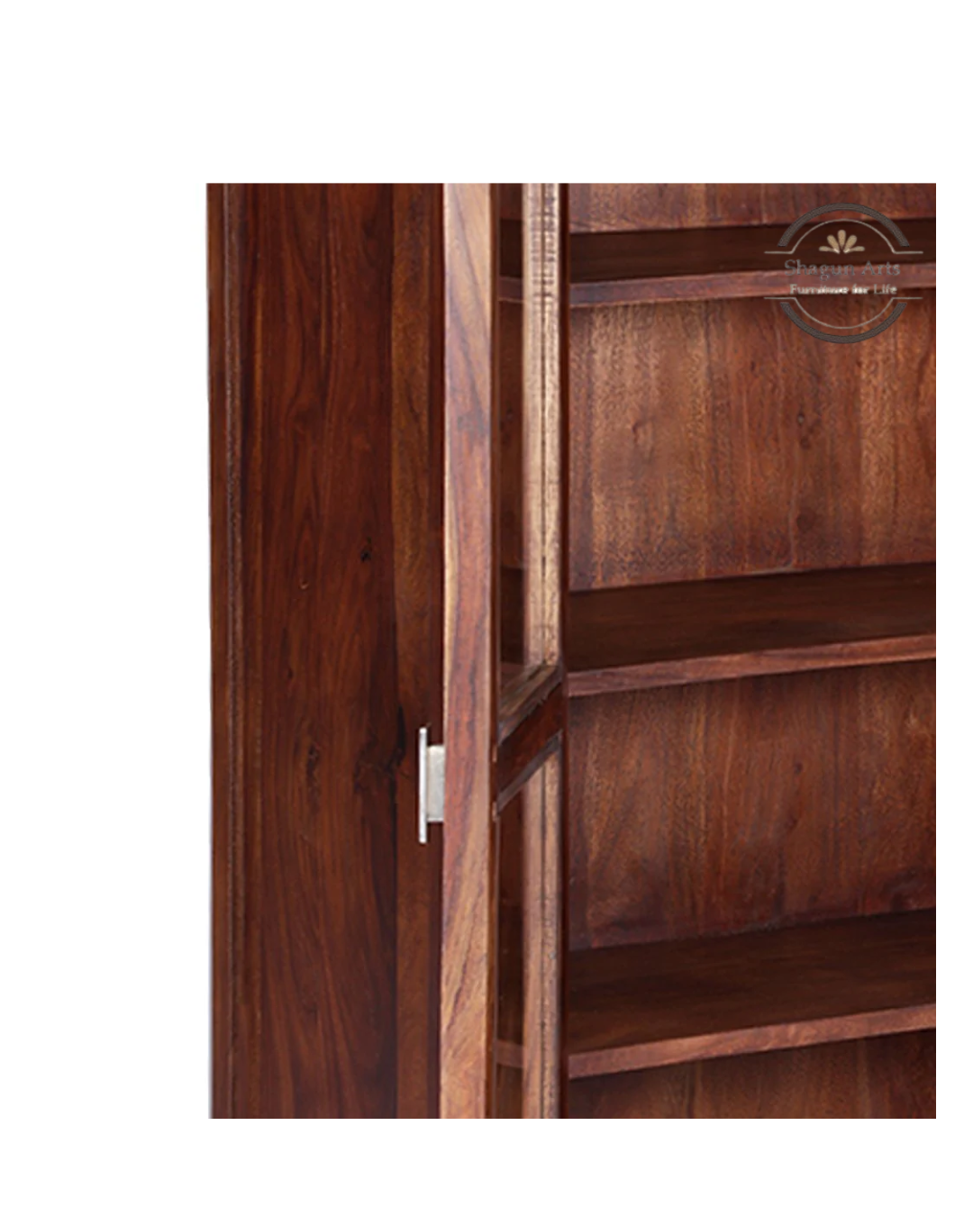 Pietro Tiffany Display Shelf Sheesham Wood 2-Door Display Cabinet in Honey Oak Finish
