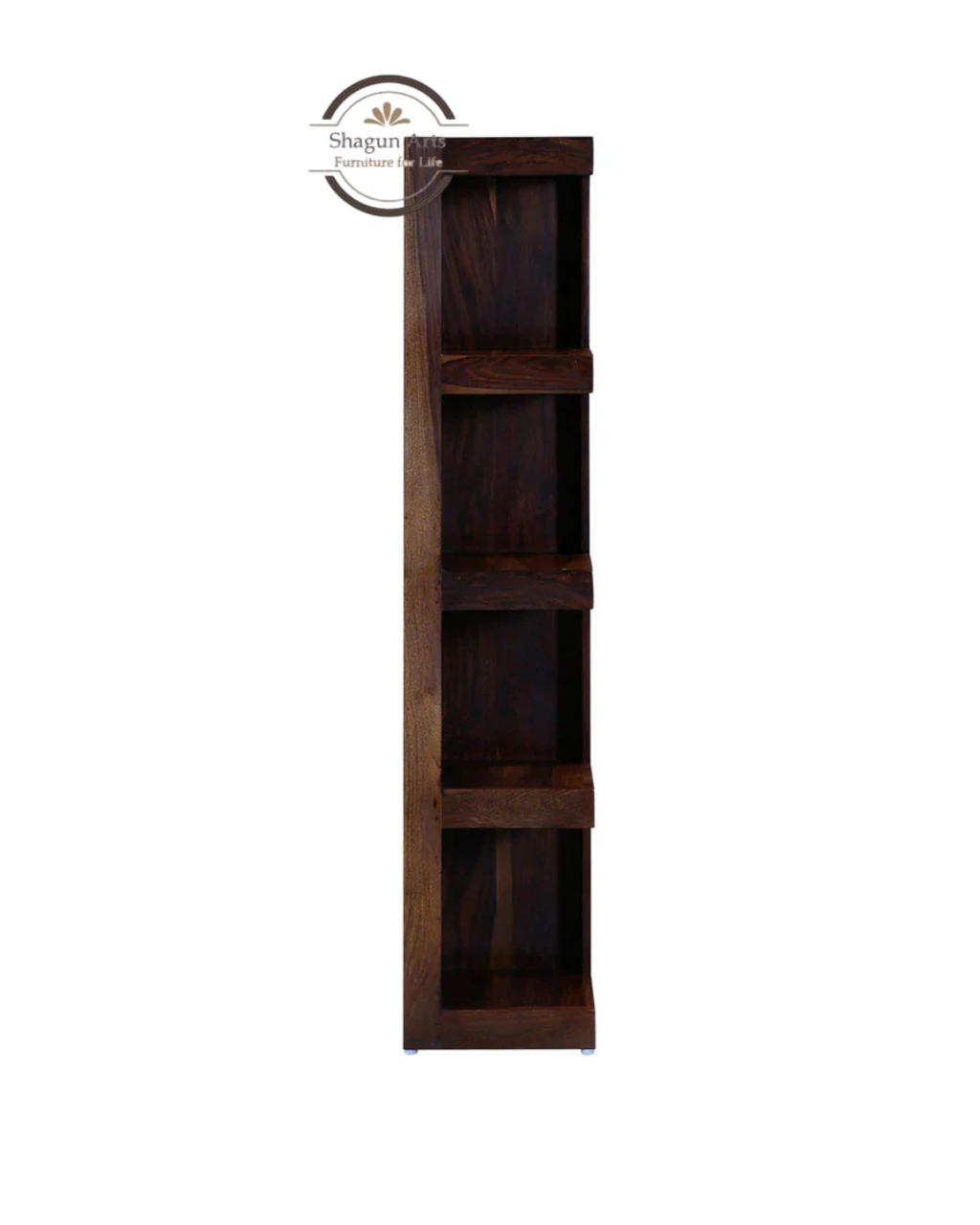 Anderson Solid Sheesham Wood 4-Tier Corner Bookshelf in Provincial Teak Finish