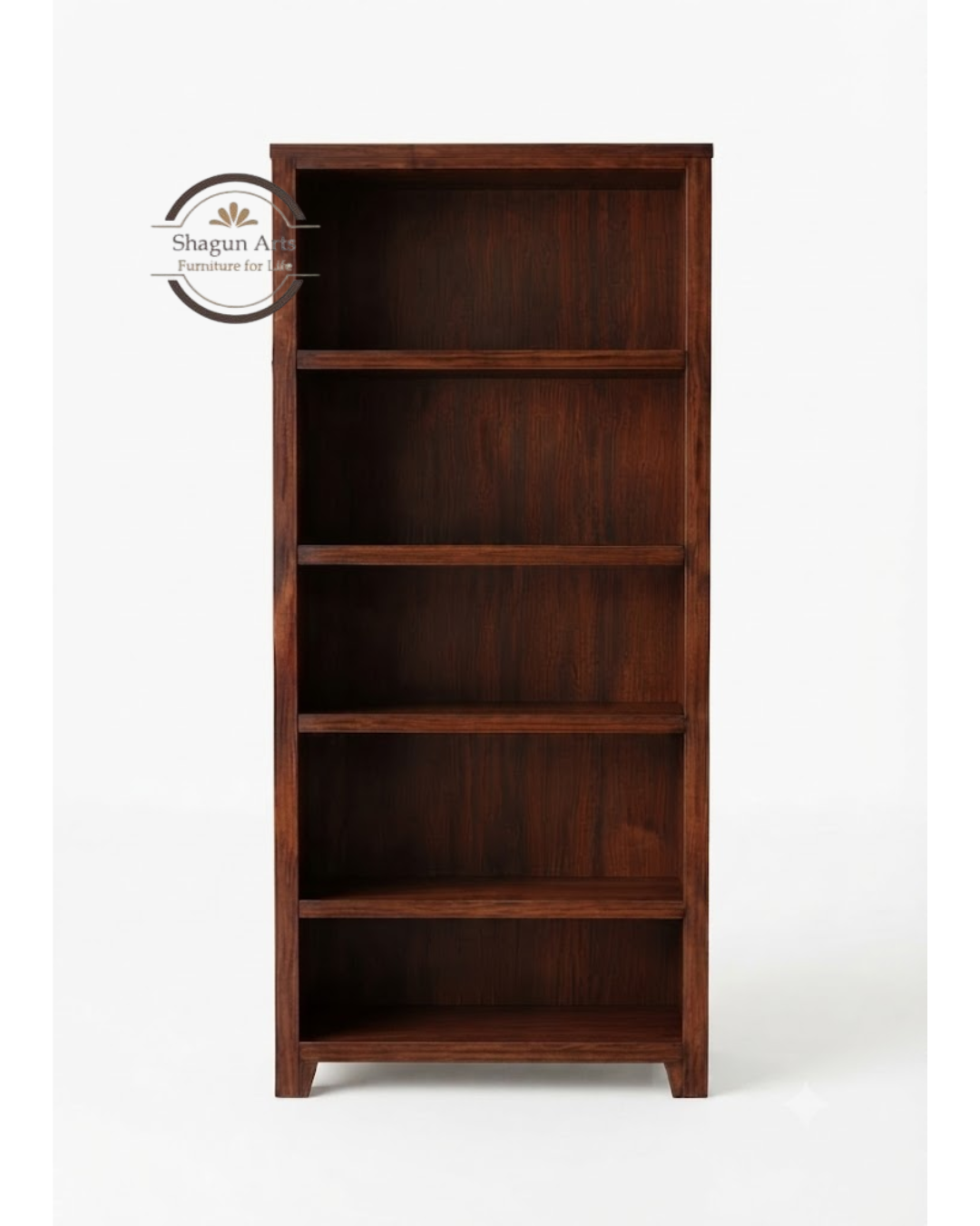 Enkel Solid Sheesham Wood Book Shelf In Rustic Dark Teak Finish