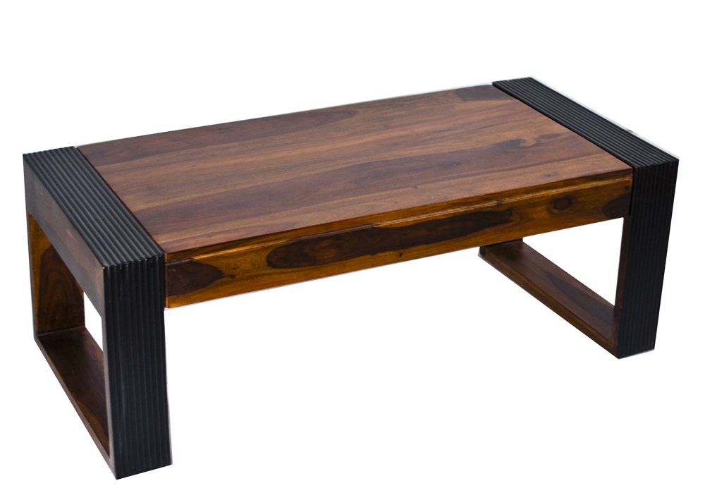 Vinessa Wood Coffee Table Teak Color Top & Dark Walnut Legs