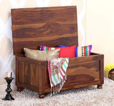 Dyce Wooden Trunk Seating Stool/Storage Stool Pure sheesham Wood