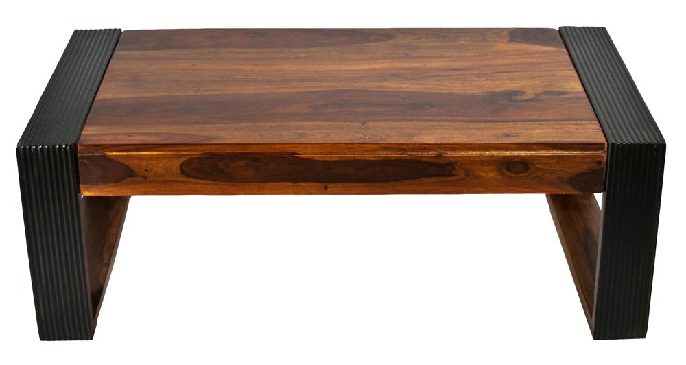 Vinessa Wood Coffee Table Teak Color Top & Dark Walnut Legs
