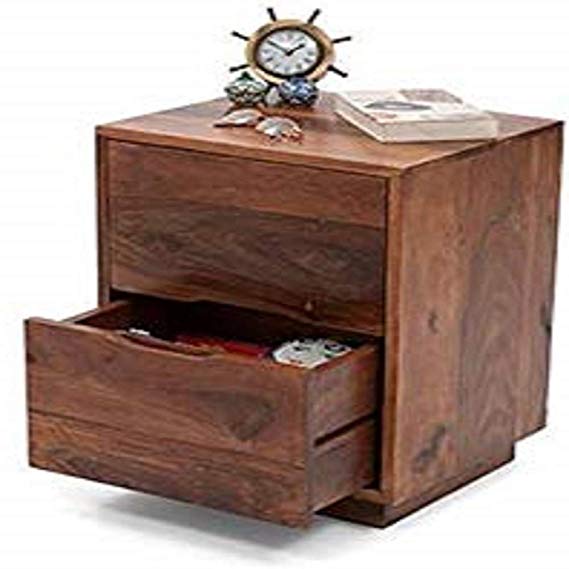 Felton Bed Wood Bedside End Table with Drawers for Living Room