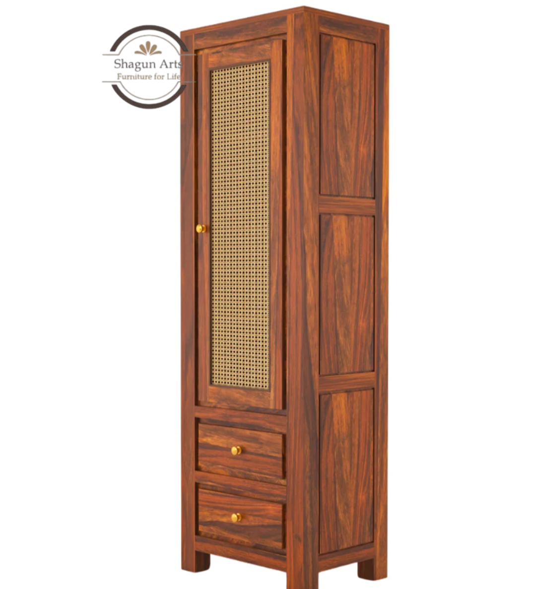 Liora22Solid Wood Cane Door Storage Cabinet