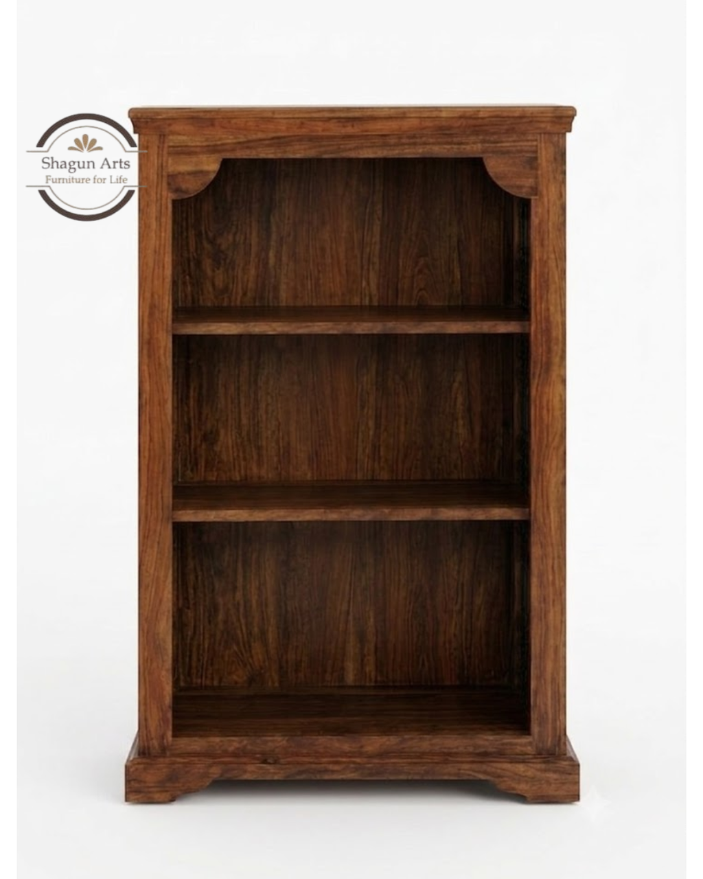 Stigen Solid Sheesham Wood Bookshelf with Decorative Jali Side Panels In Honey Oak Finish