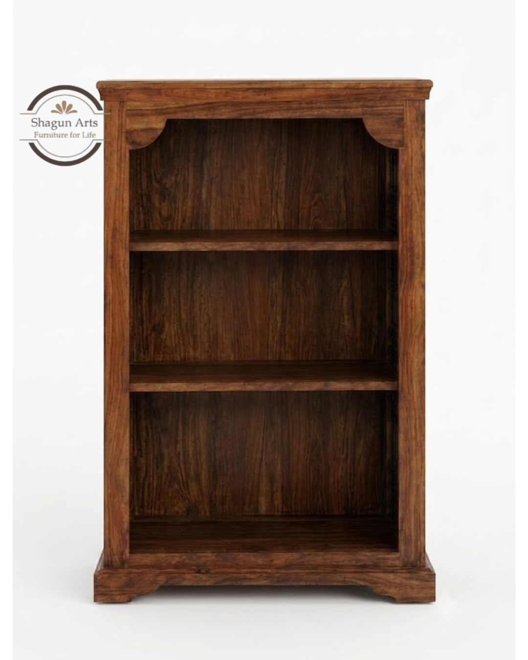 Stigen Solid Sheesham Wood Bookshelf with Decorative Jali Side Panels In Honey Oak Finish