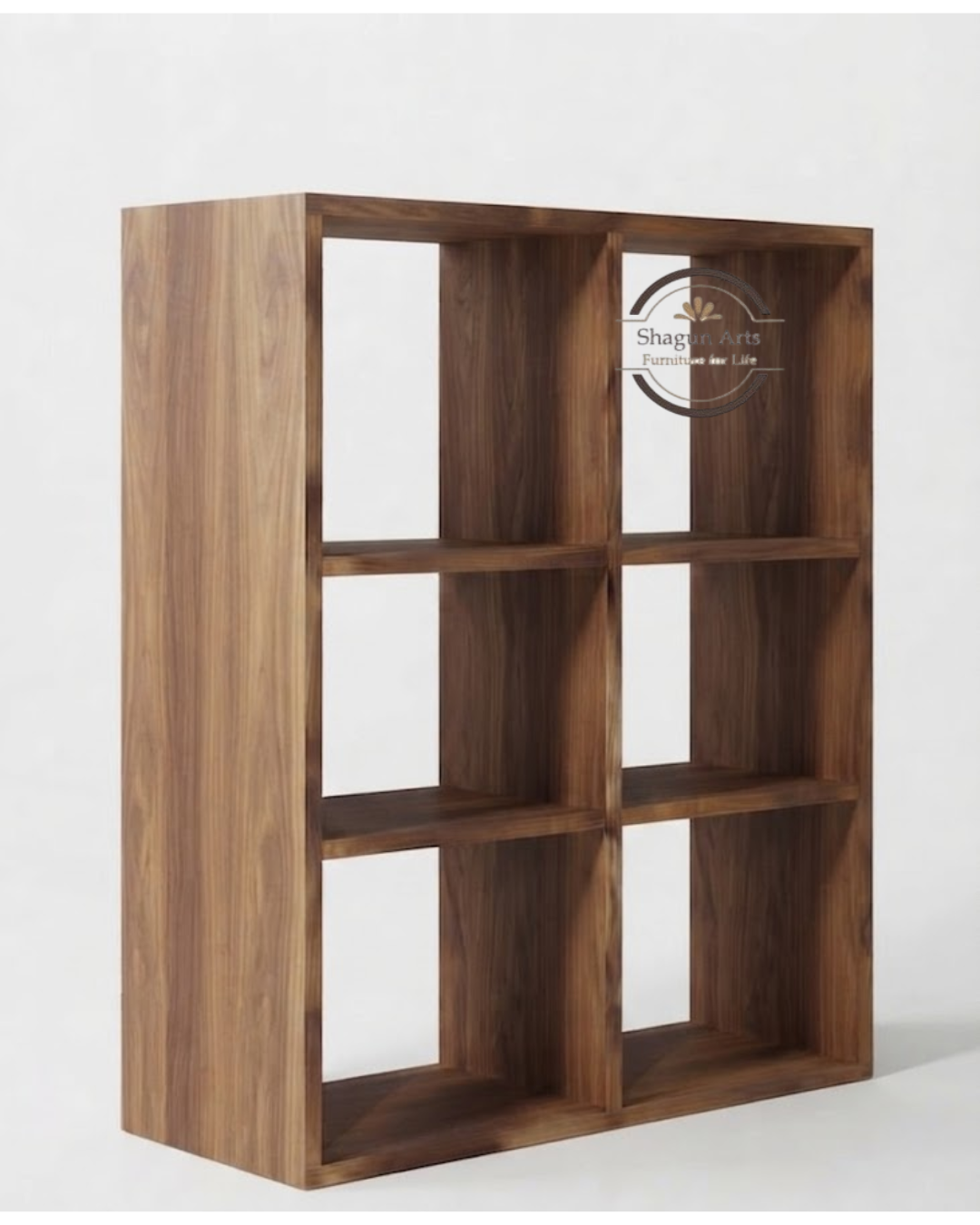 Hayao 6 Cube Solid Sheesham Book Shelf In Natural Brown Finish