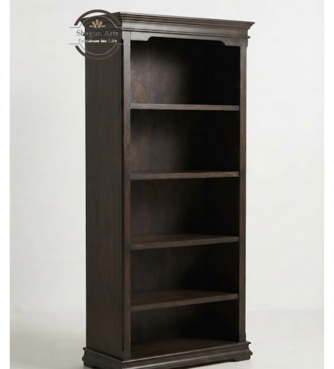 Coleman Solid Sheesham Wood Bookshelf with 4 Open Shelves and 2 Bottom Drawers In Honey Oak Finish