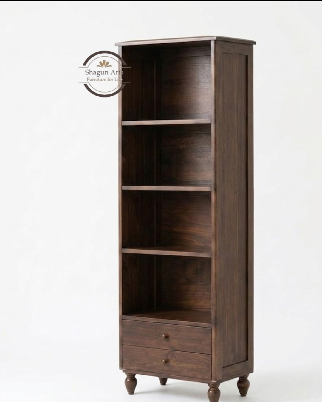 Homer Solid Sheesham Wood 6-Tier Bookshelf In Honey Oak Finish
