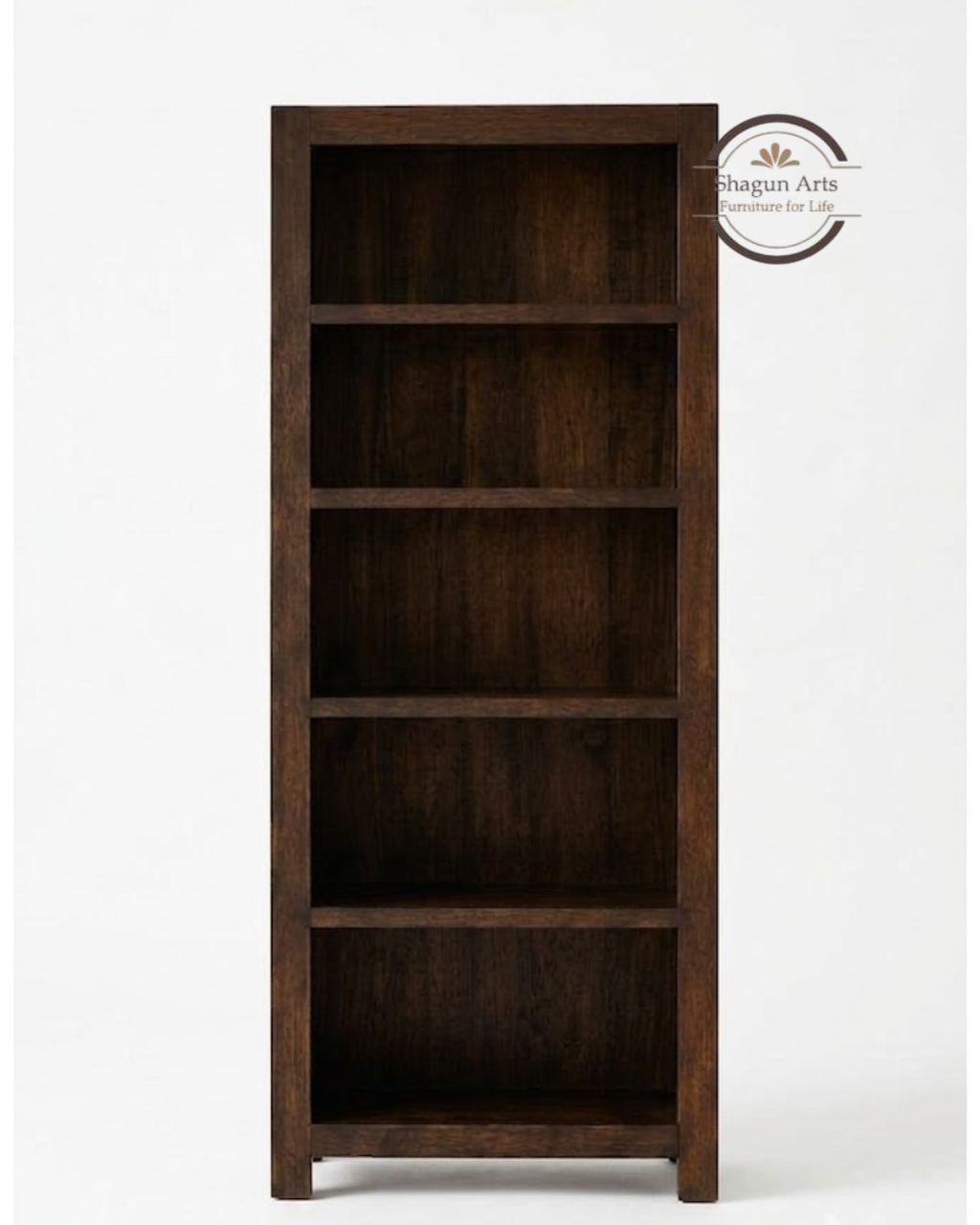 Emerson Solid Sheesham Wood 5-Tier Open Book Shelf In Honey Oak Finish