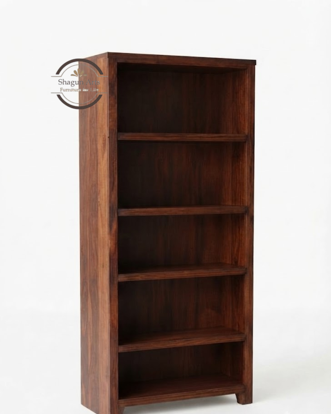 Enkel Solid Sheesham Wood Book Shelf In Rustic Dark Teak Finish
