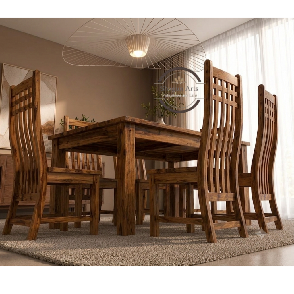 Artisan Crafted Solid Wood Dining Set