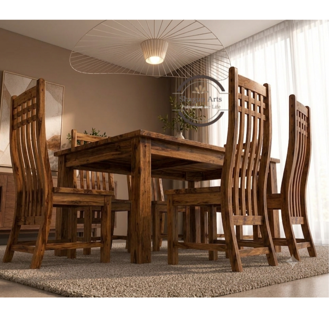 Artisan Crafted Solid Wood Dining Set