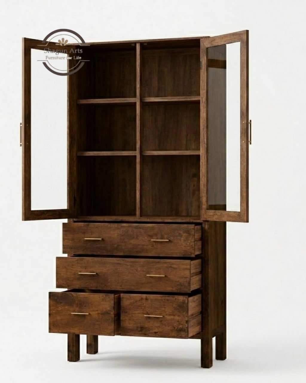 Emerson Solid Sheesham Wood Book Shelf In Provencial Teak Finish