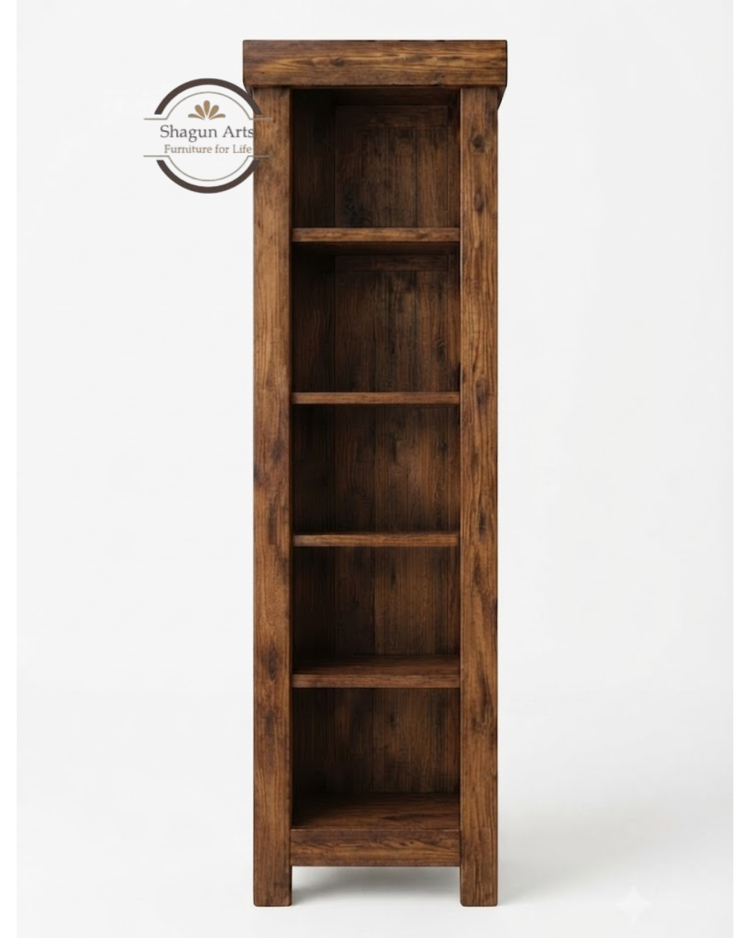 Stanfield Solid Sheesham Wooden 4-Tier Corner Book Shelf In Natural Brown Finish