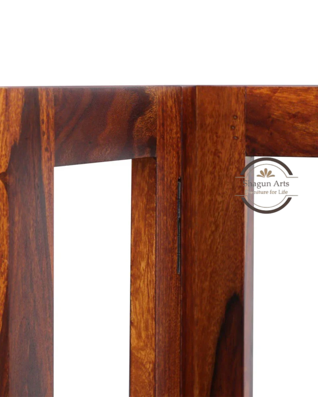Severino Solid Sheesham Wood Corner Bookshelf in Honey Oak Finish
