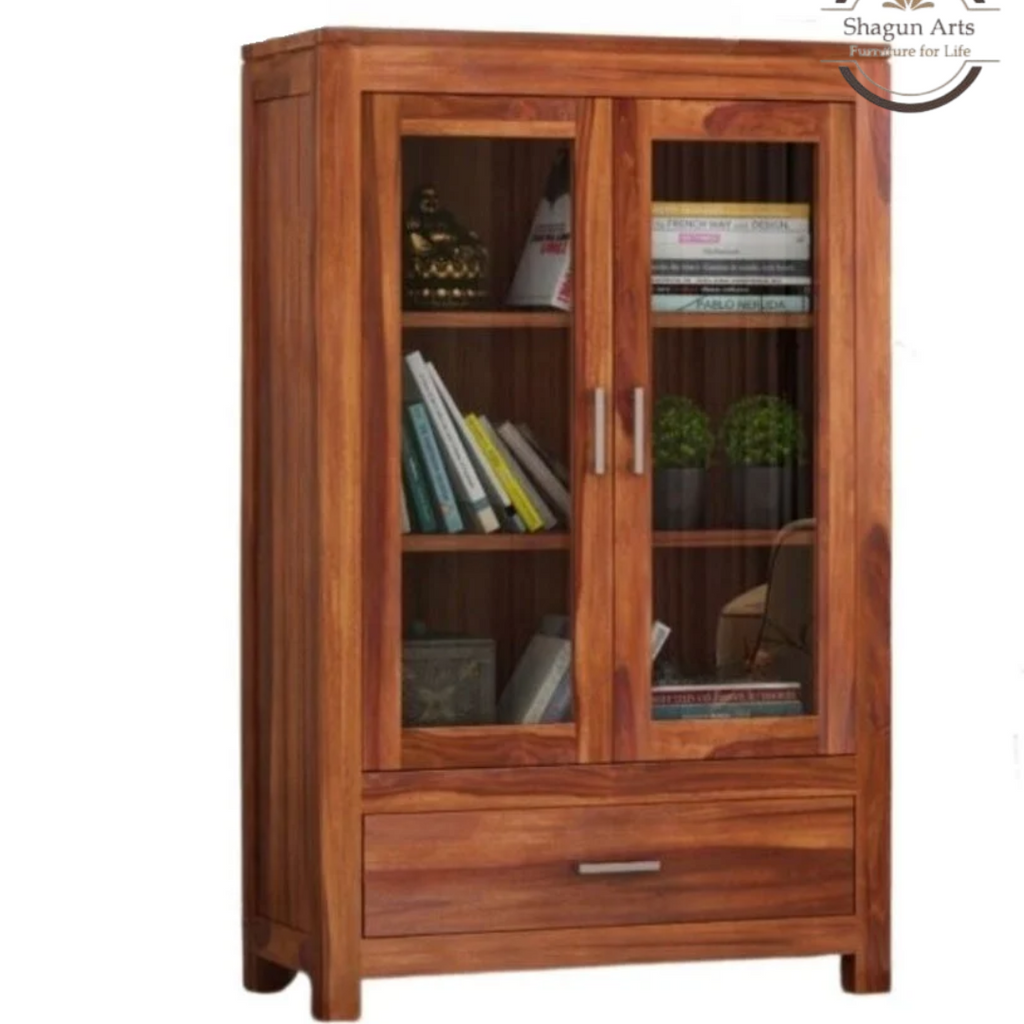 Briar Solid Wood Glass Door Display Cabinet