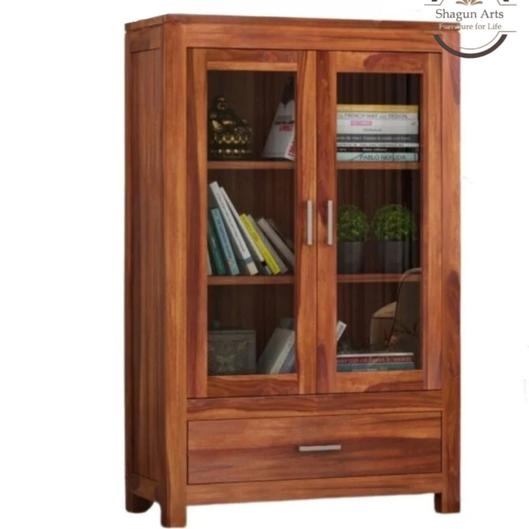 Briar Solid Wood Glass Door Display Cabinet