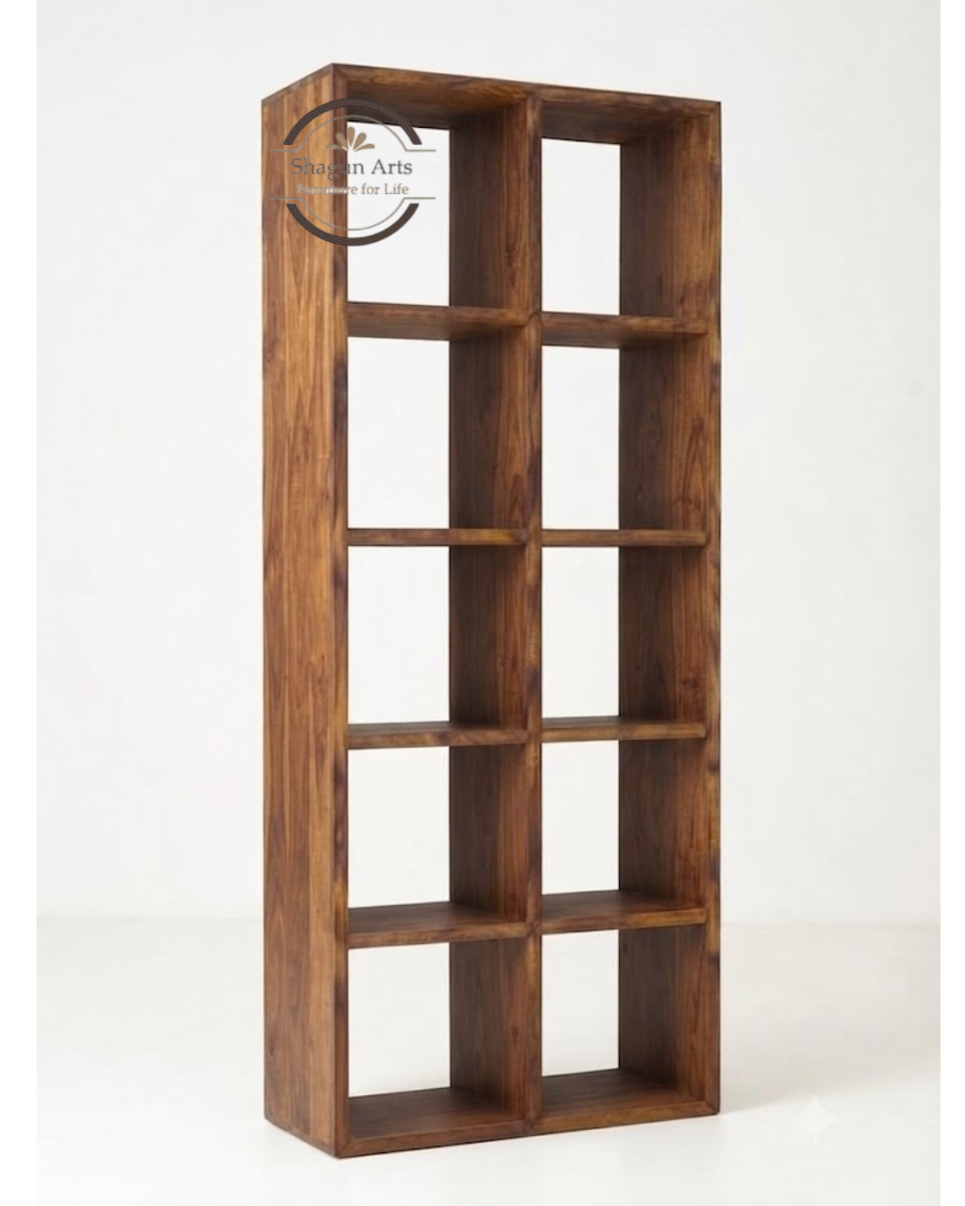 Hayao 8 Sheesham Bookshelf Cube Book Shelf In Natural Brown