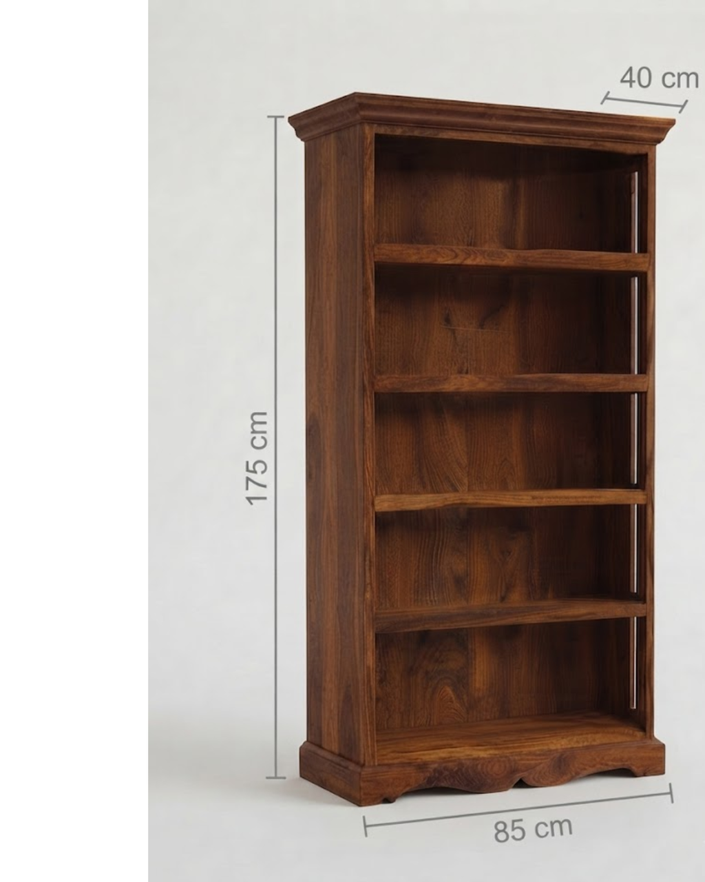 Abeey Solid Wood Sheesham Wood 5-Shelf Bookshelf In Natural Finish