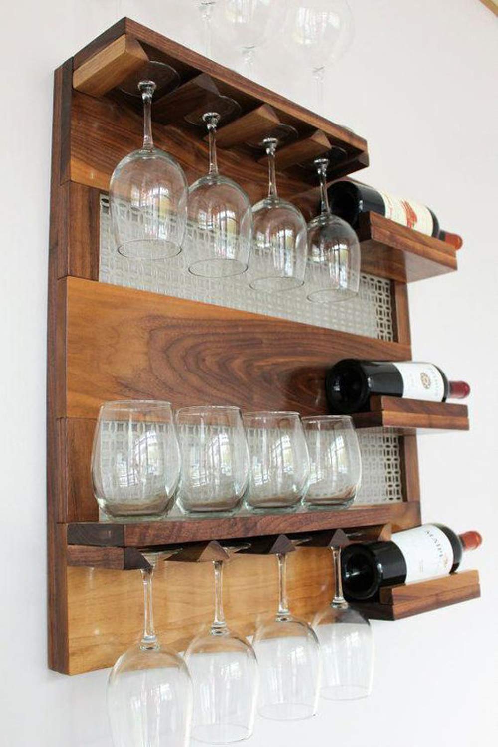 Auric Large Wine Rack Bar Cabinets | Ladder Shape Wine Storage Bar for Home and Party, Wine Rack with Bottle and Glass Hanger Made Up with Solid Indian Sheesham Wood-Natural Finish
