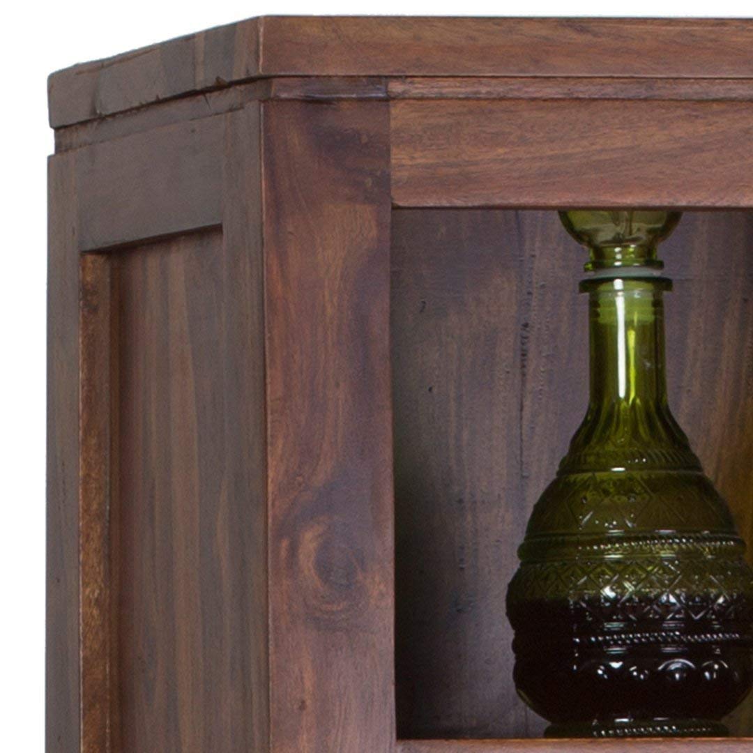 beleaguer  Sheesham Wood Bar Cabinet with Wine Glass Storage for Home (Natural Teak)