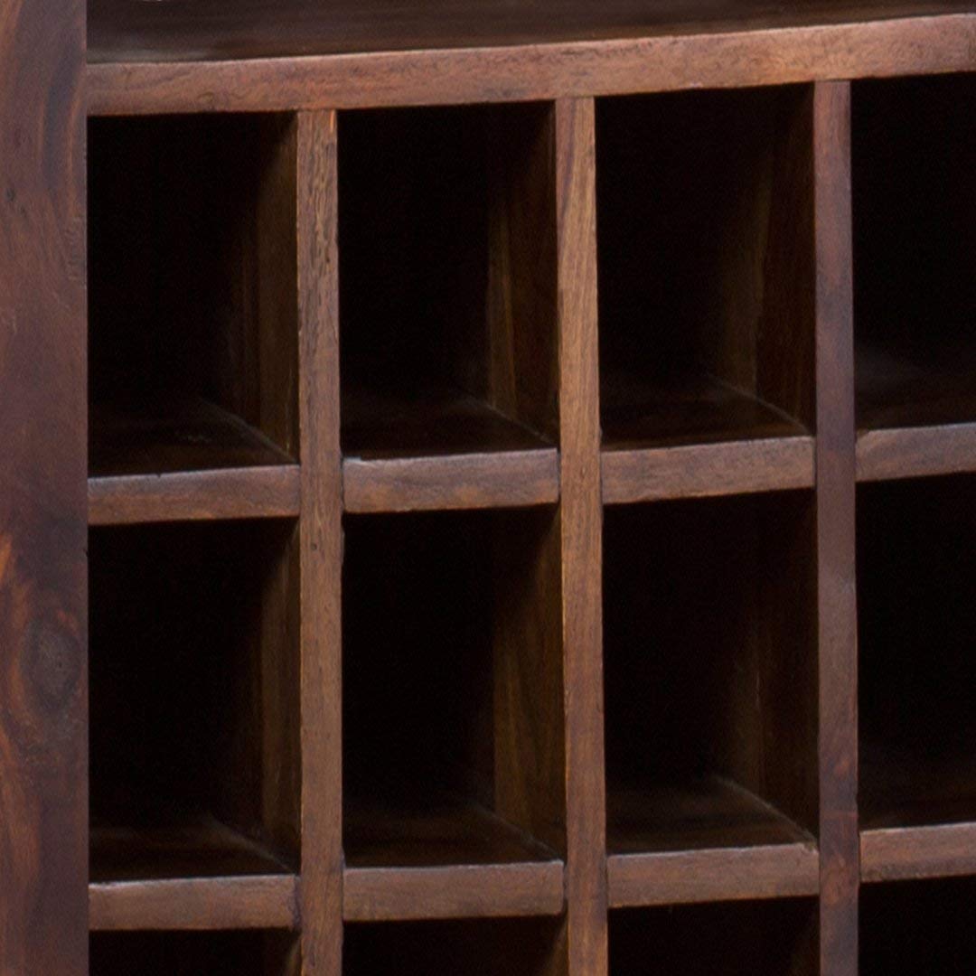 beleaguer  Sheesham Wood Bar Cabinet with Wine Glass Storage for Home (Natural Teak)
