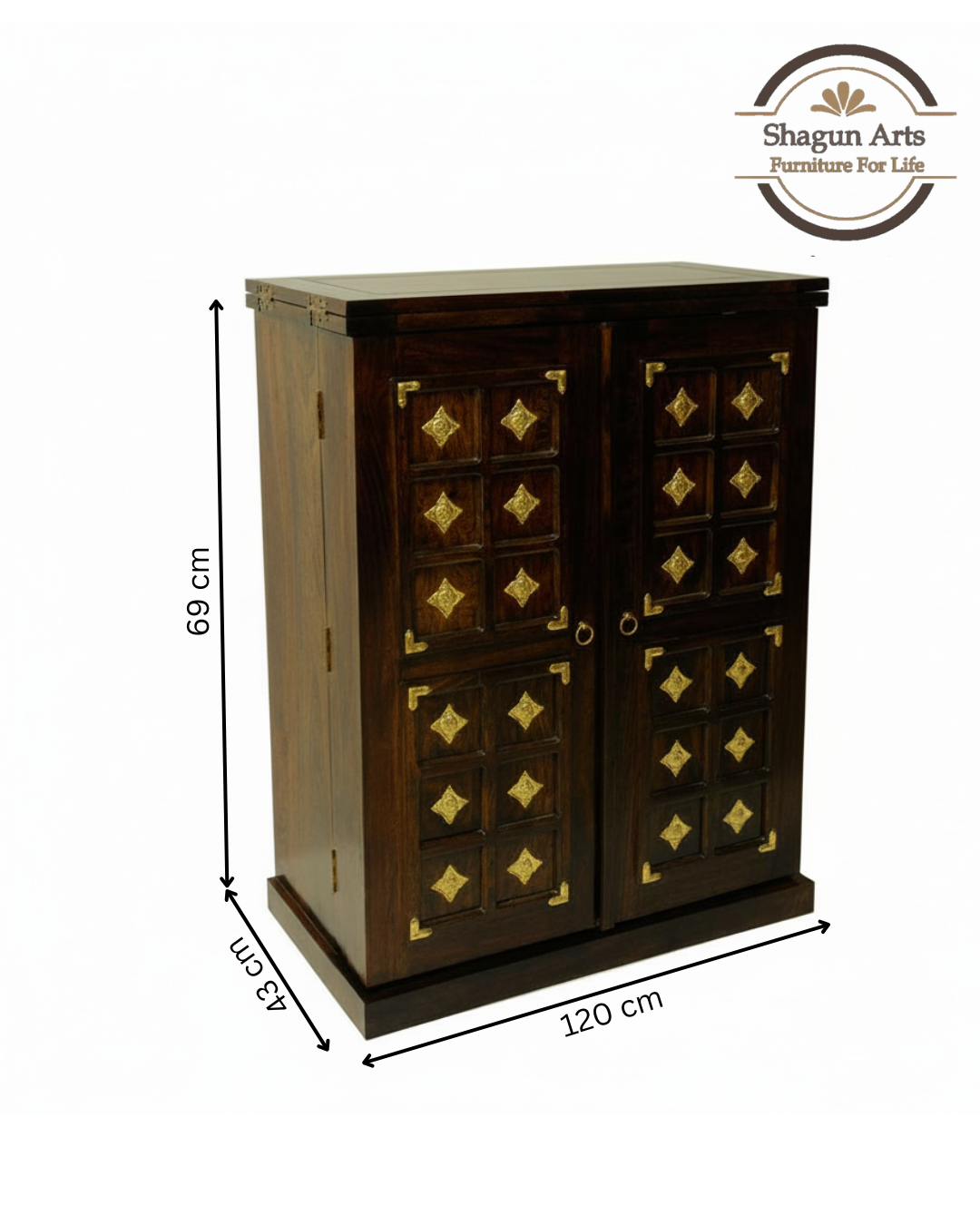 Sheesham Wood Bar Cabinet for Bar Storage