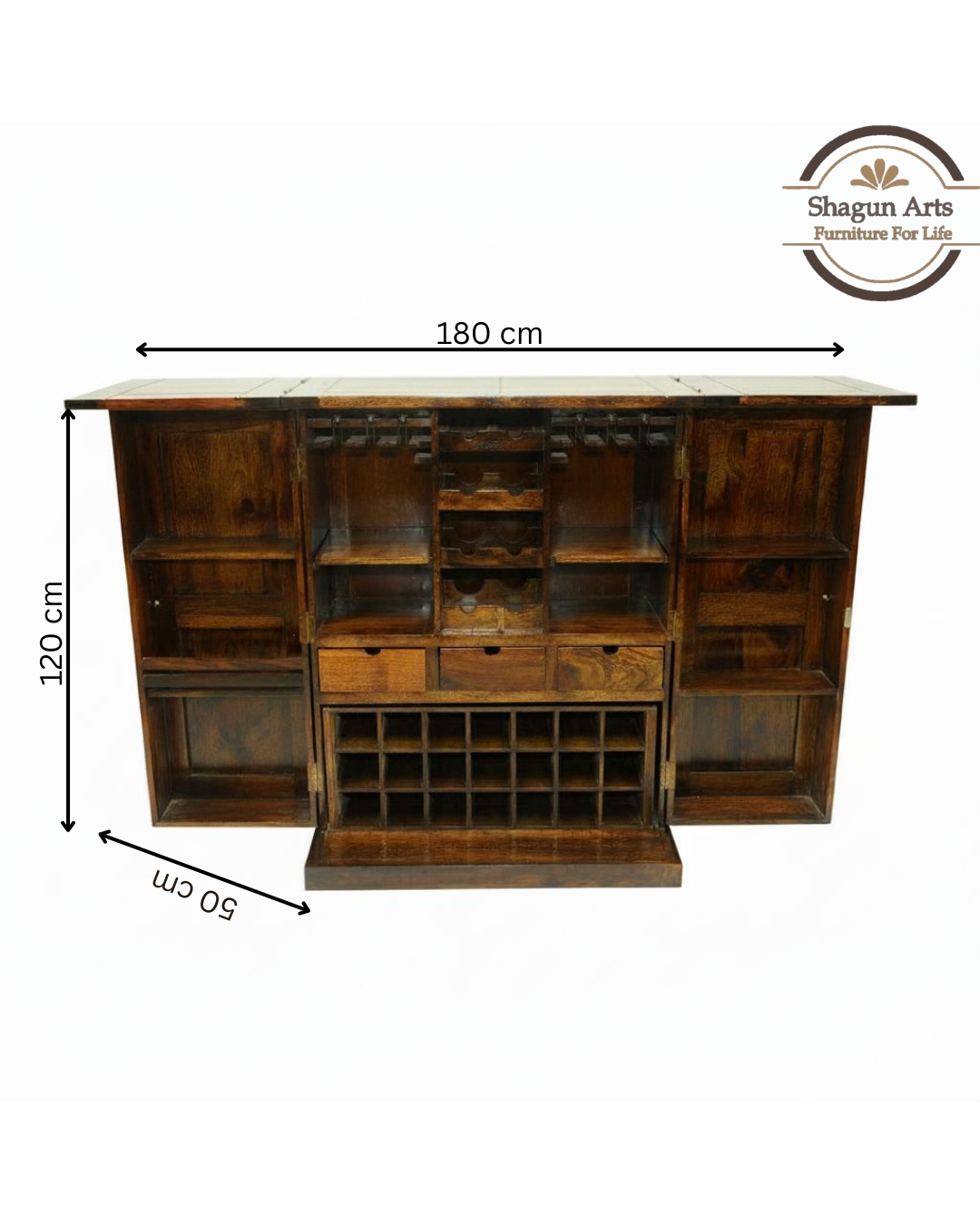 Sheesham Wood Bar Cabinet for Bar Storage