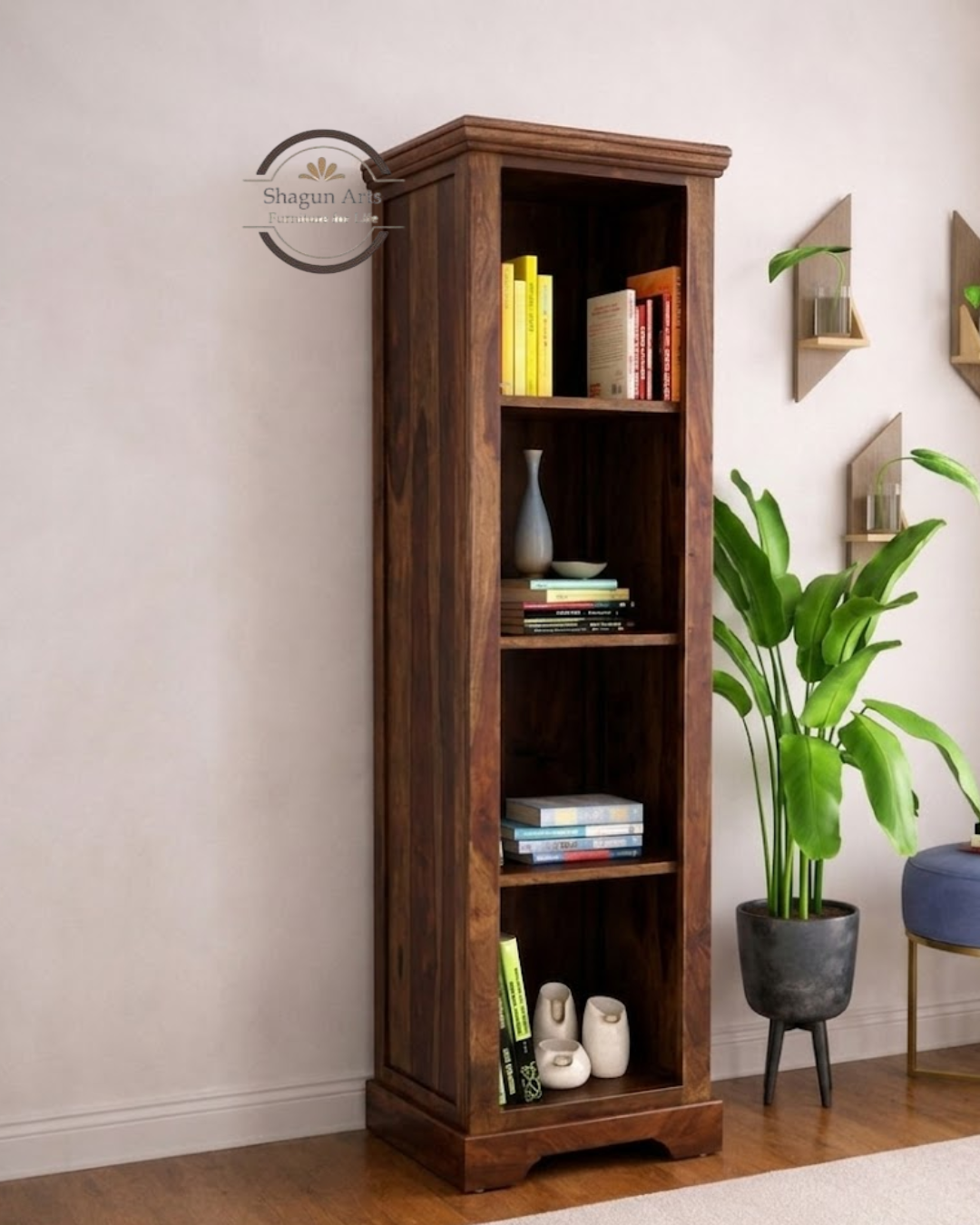 Eve Loft Solid Sheesham Wood Book Shelf in Provincial Teak Finish
