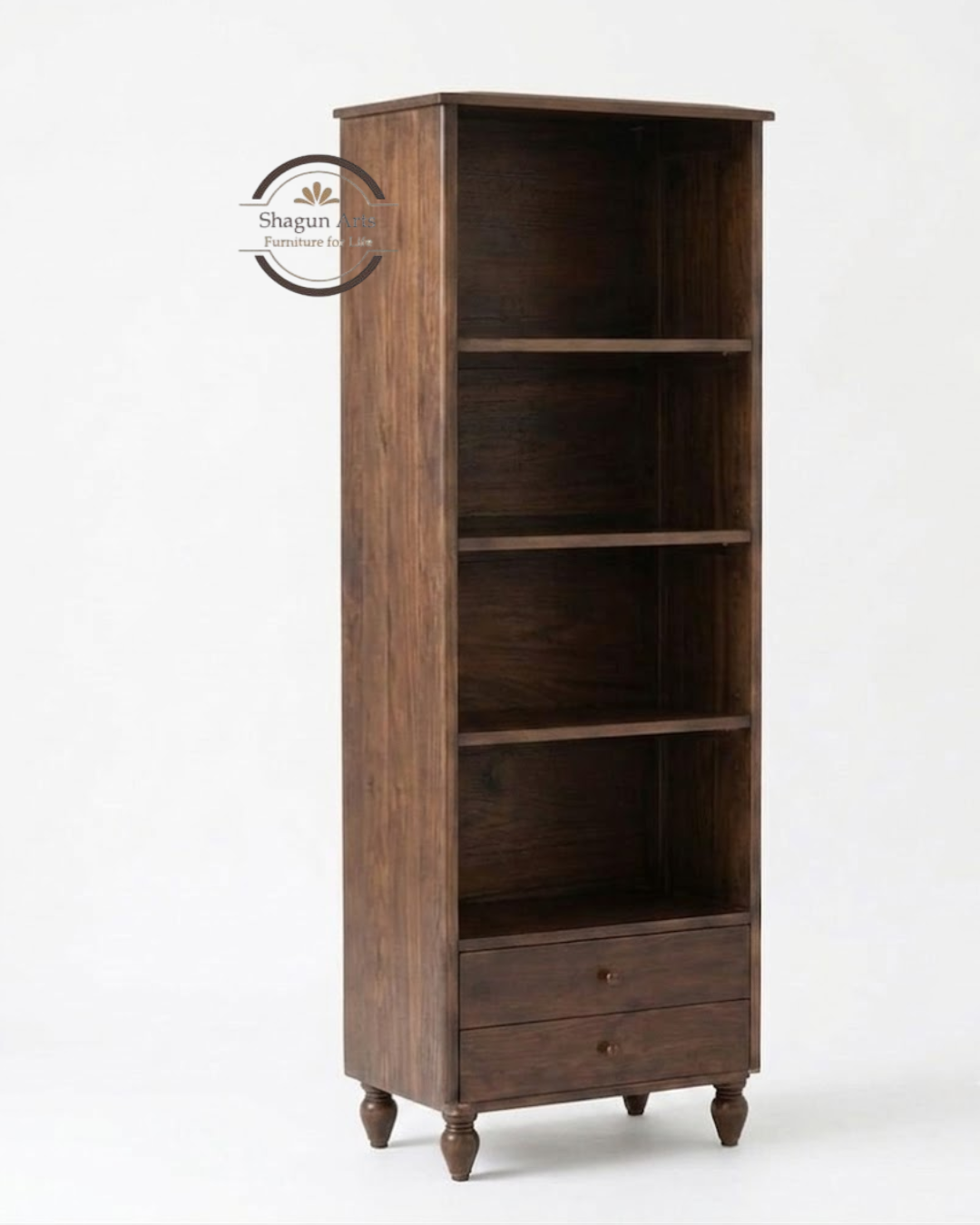 Homer Solid Sheesham Wood 6-Tier Bookshelf In Honey Oak Finish