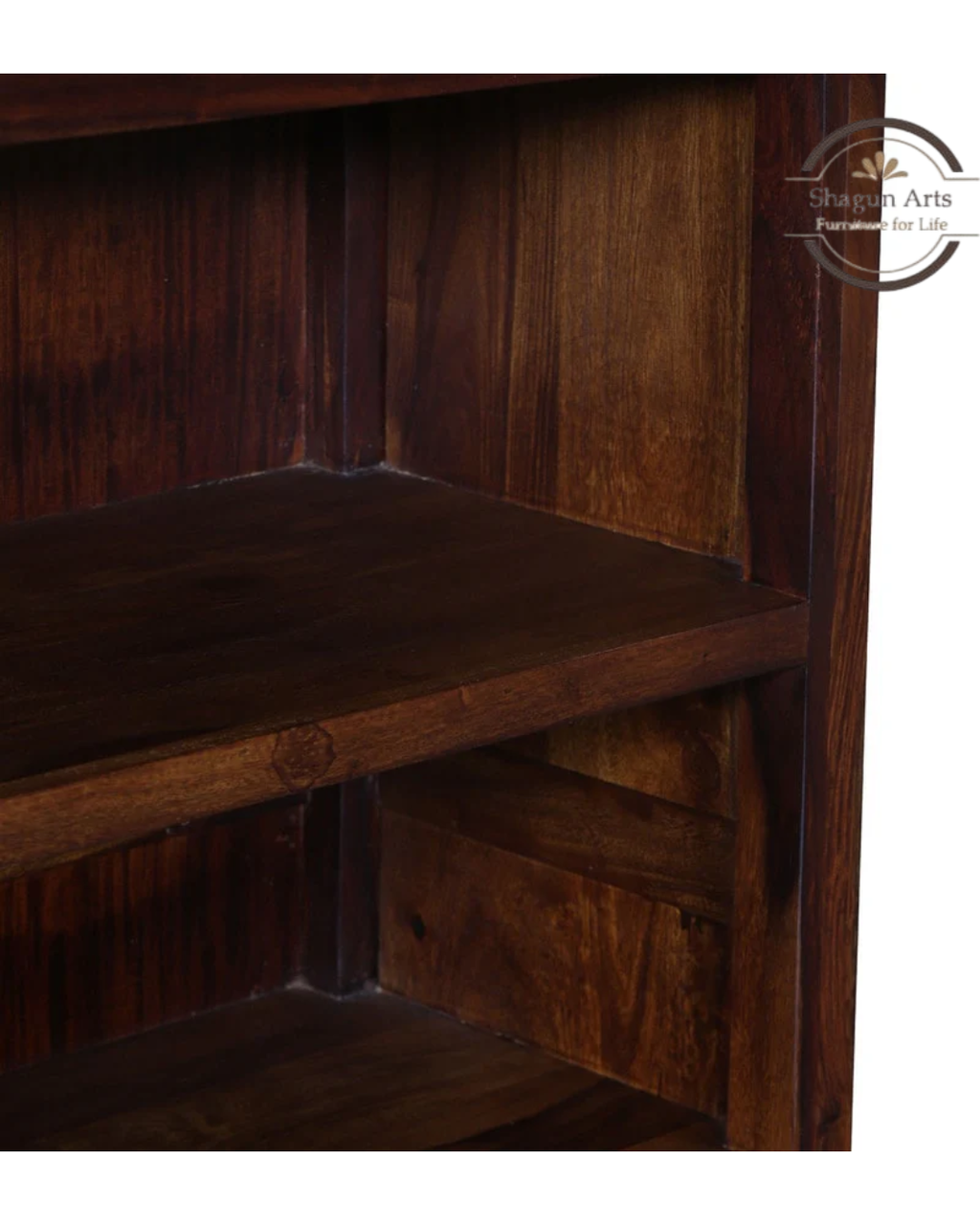Osias Solid Sheesham Wood Bookshelf with Curved Legs In Provencial Teak Finish